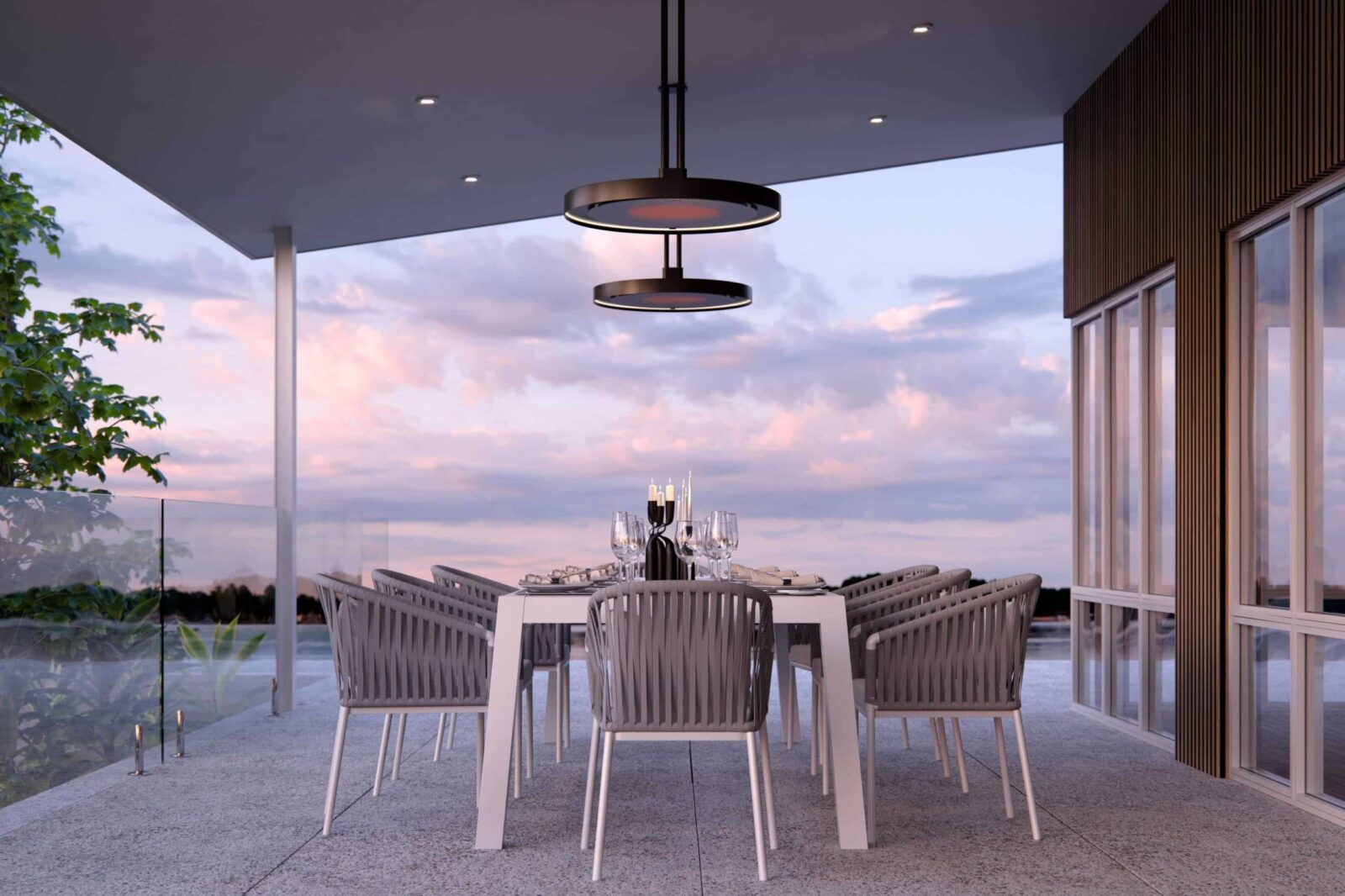 Electric Outdoor Heater above Table