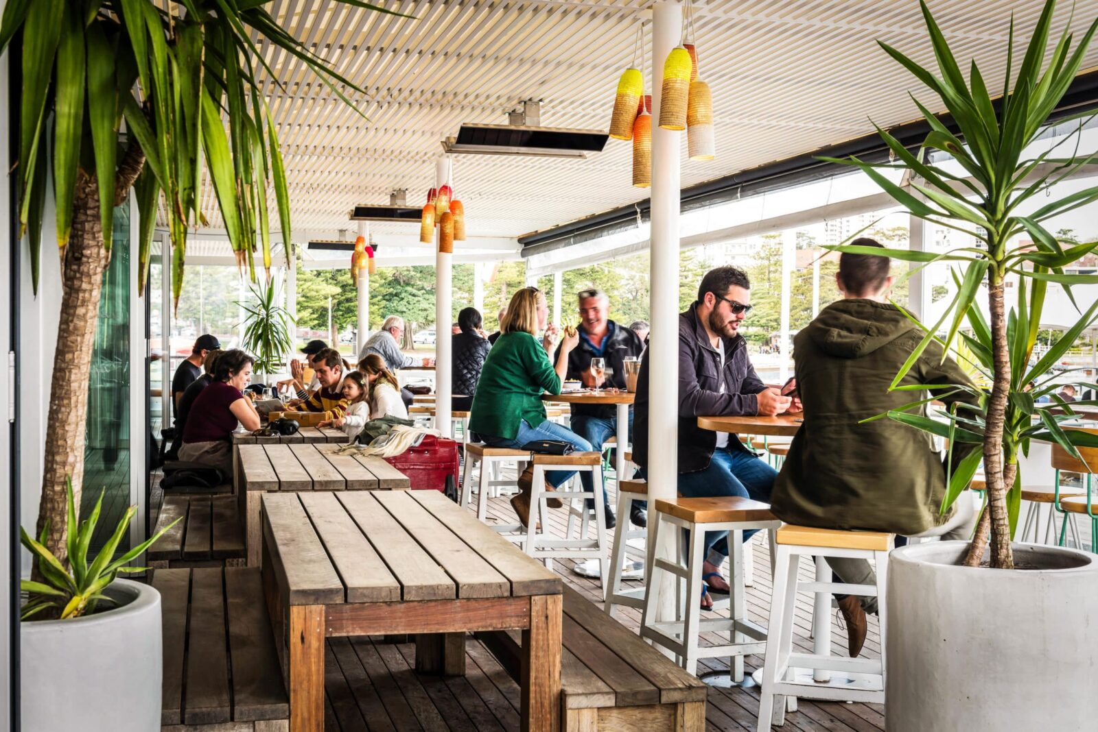 Ceiling Mounted Outdoor Heater at Sydney Manly Wharf Platinum Electric in Black - Commercial